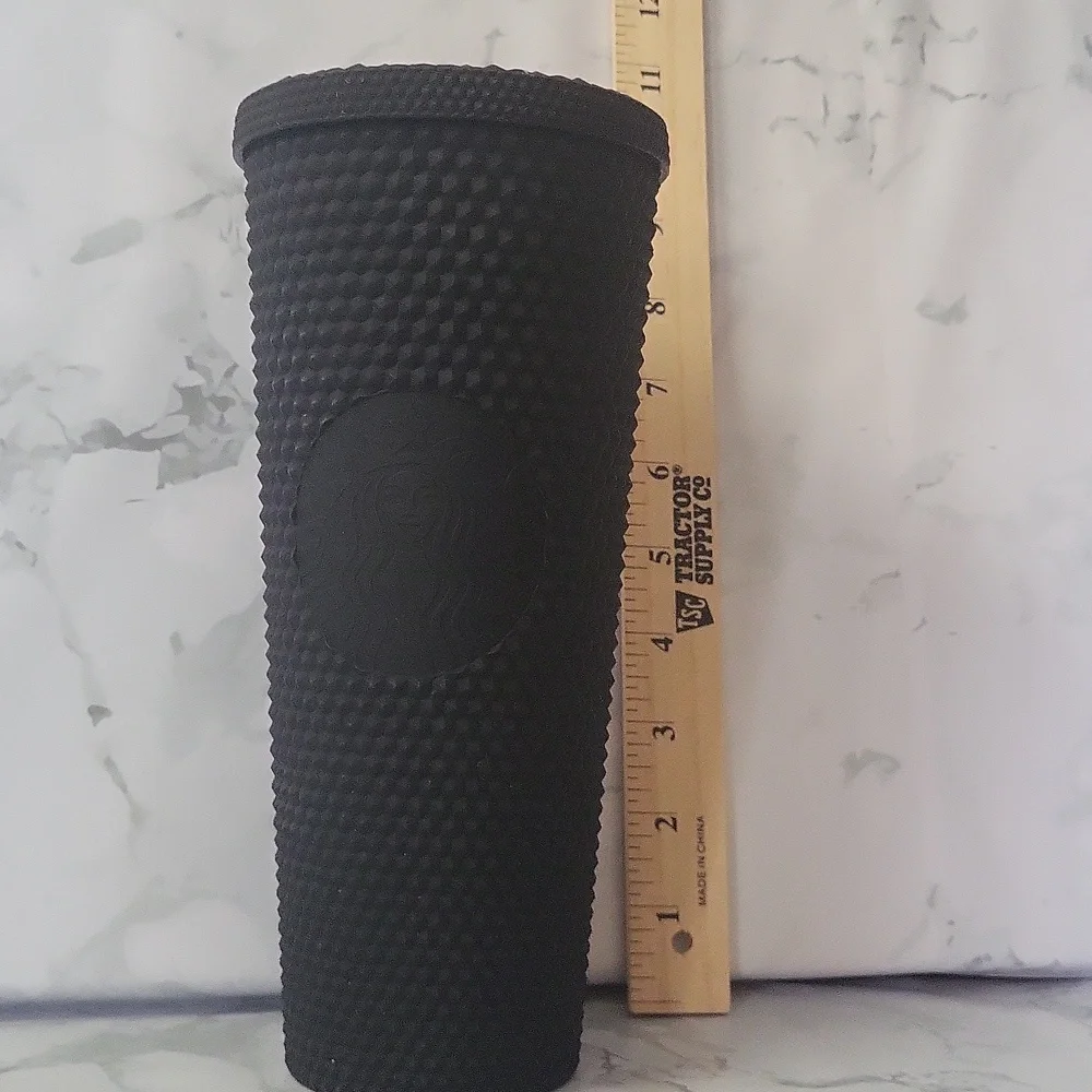 Starbucks Venti Tumbler Studded Matte Black Diamond Rubberized Cold Cup 24oz